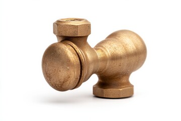 close-up of a brass plumbing valve fitting isolated on white