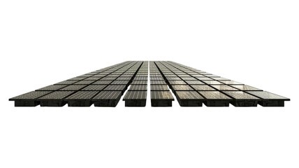 A vast array of solar panels in a field harnessing renewable energy under a clear blue sky for sustainability