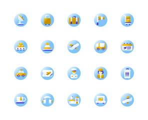 Airport and Flight Icon Theme with Gradient Style. 
