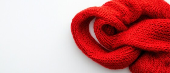 red knitted scarf on a white background