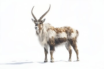 Obraz premium A striking antelope with impressive horns stands gracefully against a clean white backdrop, showcasing its natural beauty.