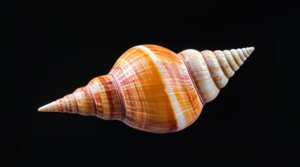 Obraz premium spiral seashell on black background