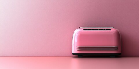 Pink Retro Toaster on a Pastel Pink Background: A Minimalist Kitchen Still Life