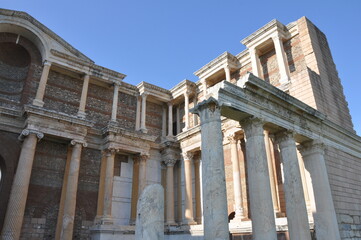 Ancient ruins in Sardes Lydia Ancient City in Salihli, Manisa, Turkey