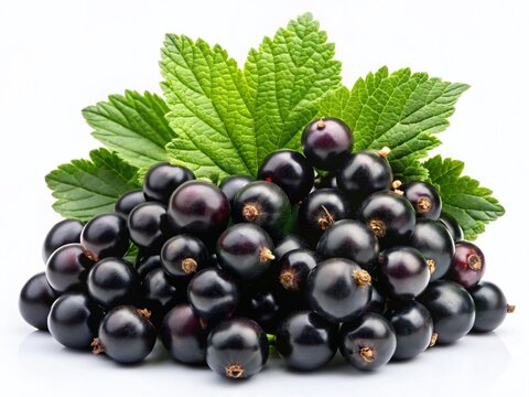 recommend clip art: Silhouette of Black Currant Berries and Leaves on White Background - Stock Photo