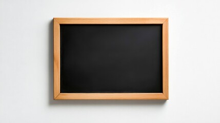 blank black chalkboard with wooden frame on a white background