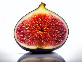Silhouette of Fresh Fig Slice, Isolated on White Background - Stock Photo