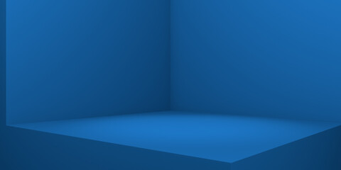 Square empty room interior design or pedestal display on vivid background. Blank stand for showing product. 3D rendering.