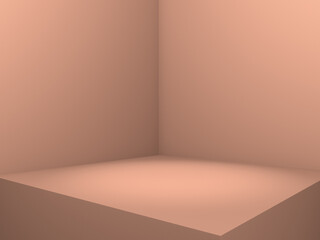 Square empty room interior design or pedestal display on vivid background. Blank stand for showing product. 3D rendering.