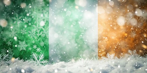 Minimalist Ireland Flag with Snowflakes - Winter Irish Design