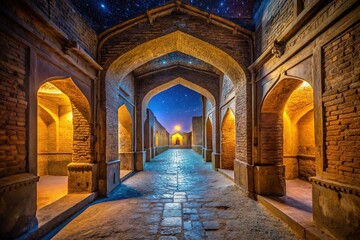 Fototapeta premium Night Photography: Derawar Fort Living Quarters, Bahawalpur, Pakistan - Historical Architecture