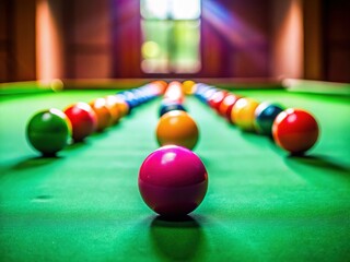 Overhead Minimalist Snooker Table & Balls: Classic Game View
