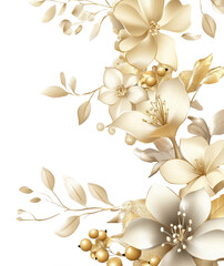 PNG Elegant gold and silver flowers illustration background floral.