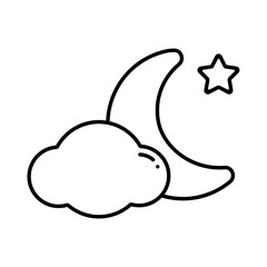 Cloud, moon, and star