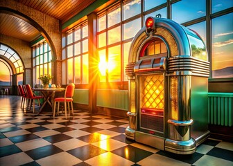 Retro Jukebox in Vintage Diner Architectural Photography