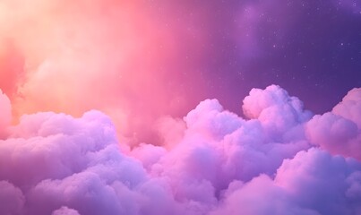 Fototapeta premium Dreamy Night Sky with Vibrant Pink Clouds Illuminated by Twinkling Stars, Generative AI