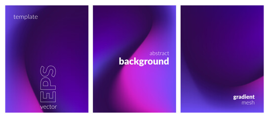 Abstract liquid background set. Neon color blend. Blurred fluid colours. Gradient mesh. Modern design template for posters, ad banners, brochures, flyers, covers, websites. EPS vector image