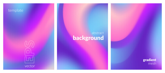 Abstract liquid background set. Vibrant color blend. Blurred fluid colors. Gradient mesh. Modern design template for posters, ad banners, brochures, flyers, covers, websites. EPS vector image