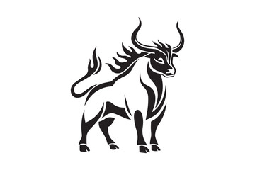 Fire Bull Logo Design Template Vector Illustration