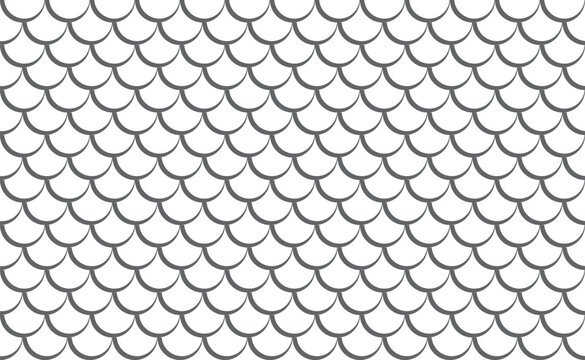 Seamless fish scale pattern. Mermaid tail pattern. Monochrome fish scale on transparent background. Dragon, snake scales. 