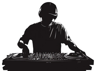PNG Electronics headphones silhouette illustration.