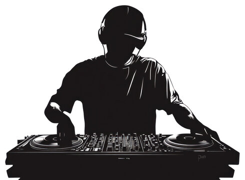 PNG Electronics headphones silhouette illustration.