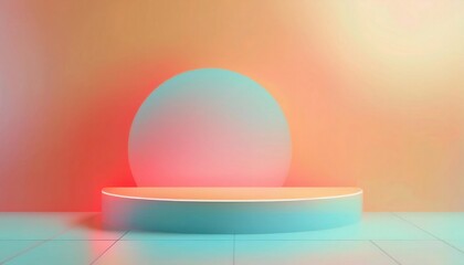 Peach and Blue Gradient Podium with Ample Copyspace