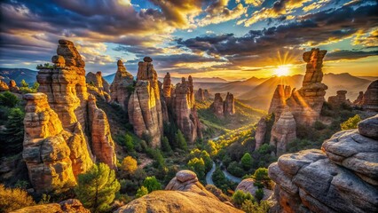 Spinal Column Landscape: Lumbar Vertebrae in Rocky Terrain