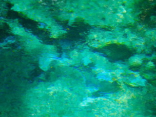 Water springing from the emerald green ground