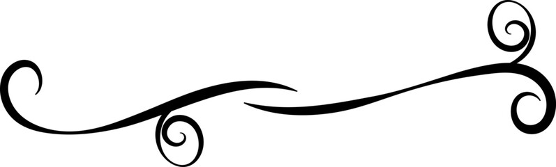 Black on white Vintage swirly line ornament. Filigree calligraphic line