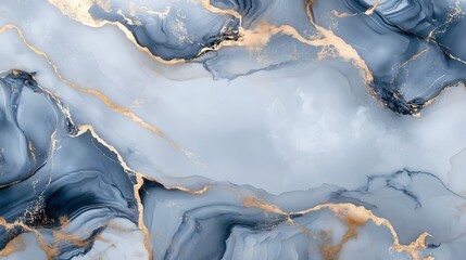 Fototapeta premium Abstract Blue and Gold Marble Pattern with Fluid Design Ideal for Backgrounds and Textures