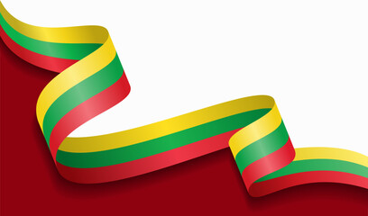 Lithuanian flag wavy abstract background. Vector illustration.