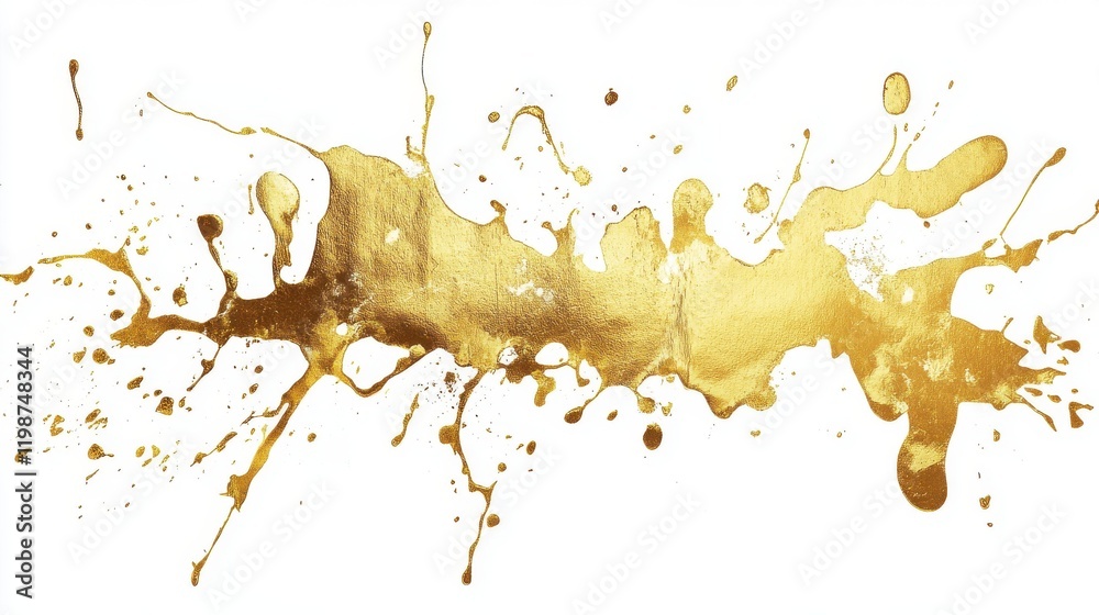 Wall mural gold splashes texture. brush stroke design element. grunge golden background pattern of cracks, scuf