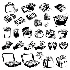 
money icon set on white background