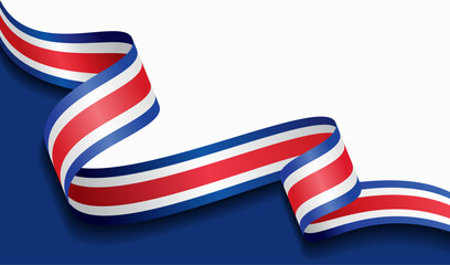 Costa Rican flag wavy abstract background. Vector illustration.