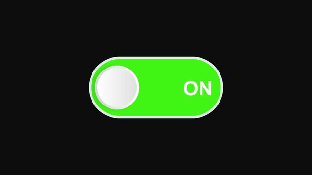 On off toggle switch animation, 2D slider switch button animation motion graphic isolated on green screen background