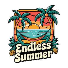 Colorful Palm Tree Endless Summer Graphic