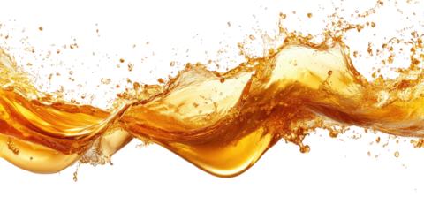 Golden Oil splash isolated on a white transparent Background