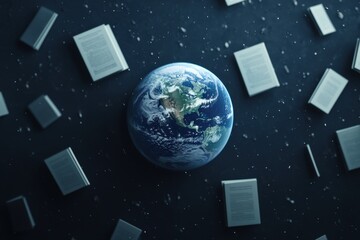 Exploring knowledge and connection global perspective digital art space aerial view innovation in learning
