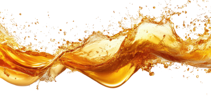 Golden Oil splash isolated on a white transparent Background