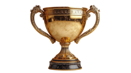 golden trophy cup isolated on a white transparent background
