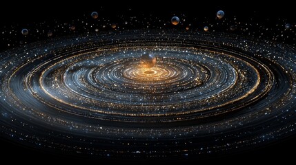 Obraz premium Cosmic Galaxy Spiral Celestial Starfield with Planets and Nebulae