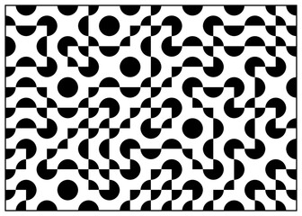 Abstract Black And White Geometric Patterned Background With Circles