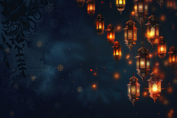 Beautiful greeting card with holiday composition for happy celebrate Ramadan, abstract vivid composition consists of fictional unreal fantastic vision on background