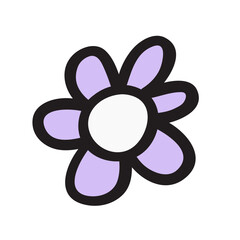 Obraz premium Daisy. Purple color flower. Hand drawn design. Illustration on white background.