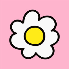 Chamomile. Hand drawn design. Illustration on pink background.