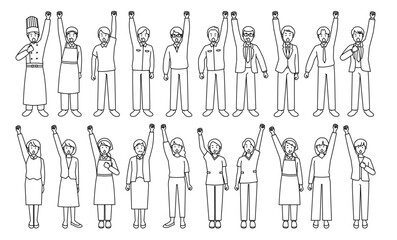 春闘で訴える人々　白黒