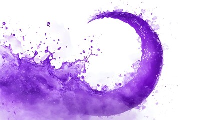 Obraz premium Abstract purple liquid splash, swirling crescent shape on white background.