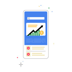 Cryptocurrency App With Growth Chart In Flat Vector Illustration Symbolizing Digital Finance, Investments, And Market Trends, Isolated On White Background