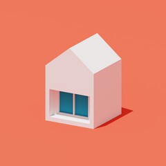 3d render of a minimal house isolated on solid color background, Real estate concept